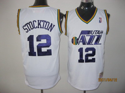 NBA Utah Jazz #12 John Stockton White Jersey