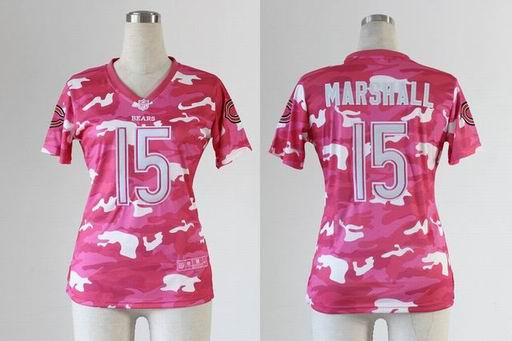 2013 Nike Chicago Bears 15# Marshall Women's Fashion Jersey-New Pink Camo