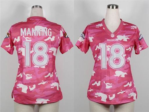2013 Nike Denver Broncos 18# Peyton Manning Women's Fashion Jersey-New Pink Camo