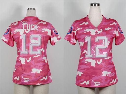 2013 Nike Indianapolis Colts 12# Andrew Luck Women's Fashion Jersey-New Pink Camo