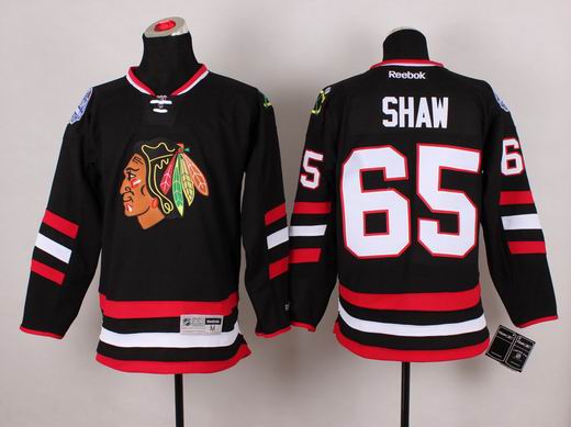2014 Stadium Series Chicago Blackhawks 65 SHAW black jersey