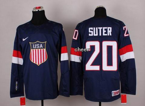 2014 Winter Olympic NHL Team USA Hockey Jersey #20 Suter Blue