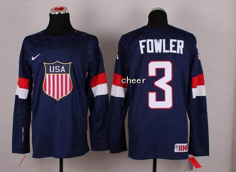 2014 Winter Olympic NHL Team USA Hockey Jersey #3 Fowler Blue