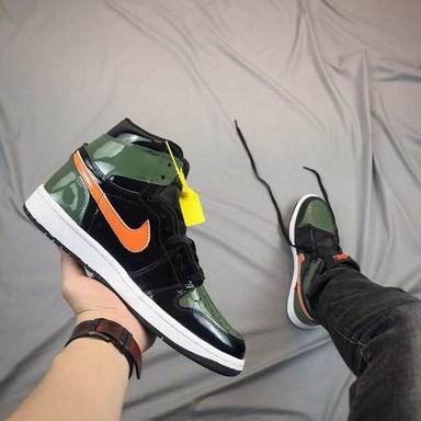 Air jordan 1 retro shoes green black orange