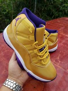 Air jordan 11 retro shoes golden purple
