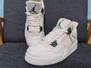 Air jordan 4 retro shoes white green