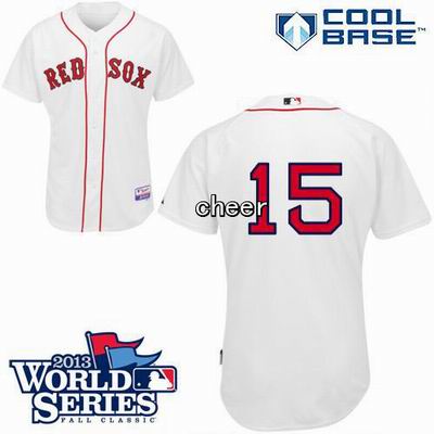Boston Red Sox 15 white jersey 2013 World Series Patch