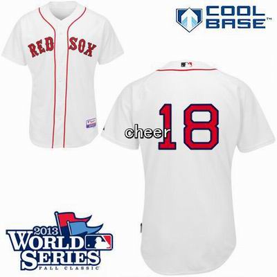 Boston Red Sox 18 white jersey 2013 World Series Patch
