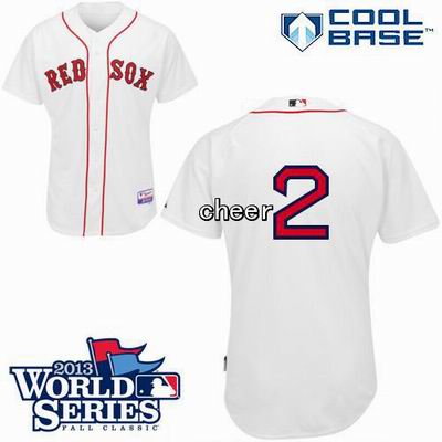 Boston Red Sox 2 white jersey 2013 World Series Patch