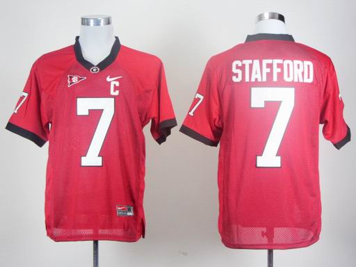 Georgia Bulldogs Matthew Stafford 7 Red C Patch College Football Jersey