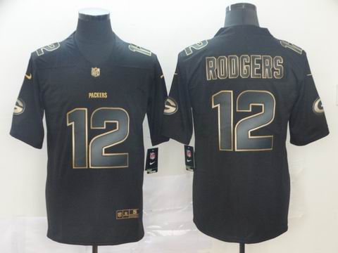 Green bay Packers #12 Rodgers black golden rush jersey
