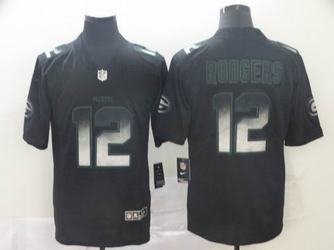 Green bay Packers #12 Rodgers black smoke fashion jersey