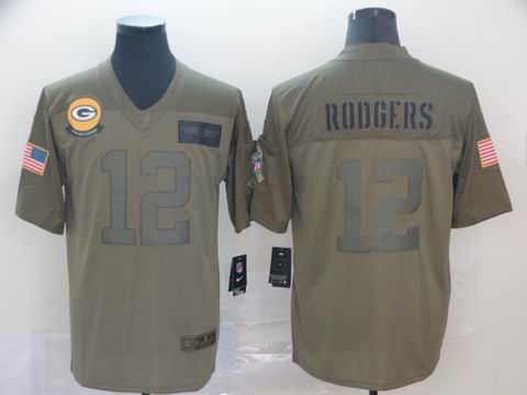 Green bay Packers #12 Rodgers salute to service army green jersey
