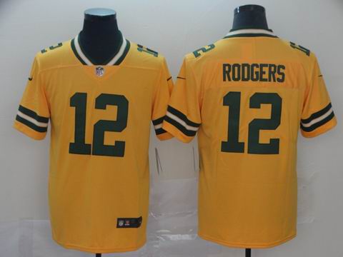 Green bay Packers #12 Rodgers yellow interverted jersey
