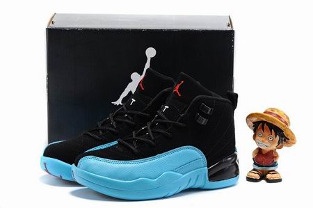 Kids Jordan 12 shoes black blue