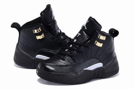 Kids air jordan 12 retro shoes all black