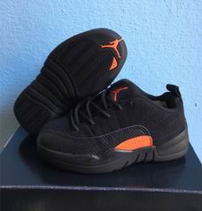 Kids air jordan 12 retro shoes black orange