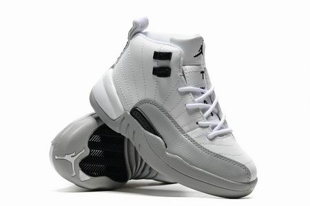 Kids air jordan 12 retro shoes white grey