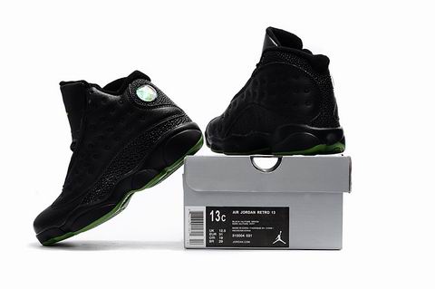 Kids air jordan retro 13 shoes black green