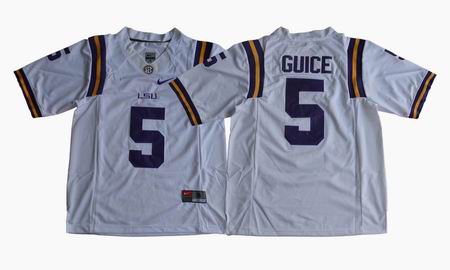LSU Tigers Derrius Guice #5 College Football Jersey White