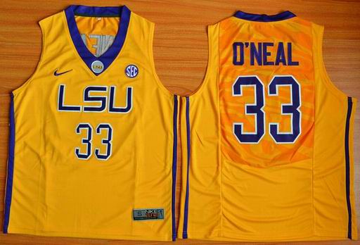 LSU Tigers Shaquille O'Neal 33 NCAA Basketball Elite Jersey - Gold
