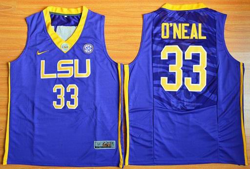 LSU Tigers Shaquille O'Neal 33 NCAA Basketball Elite Jersey - Purple