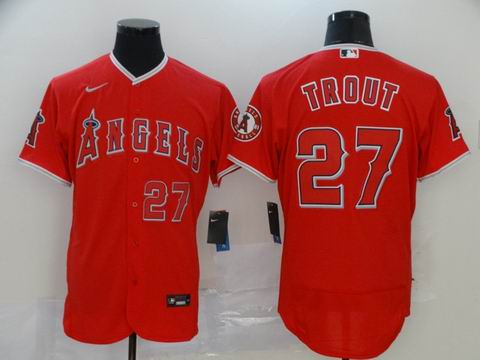 MLB Angels #27 Trout red game jersey