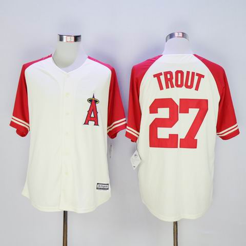MLB Angels #27 Trout white jersey
