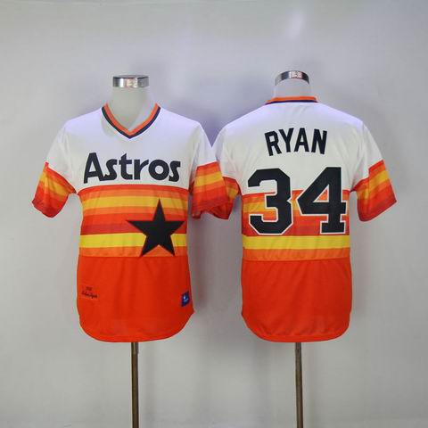 MLB Astros #34 Nolan Ryan orange throwback jersey