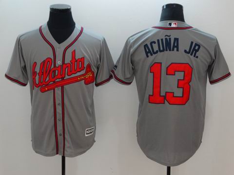 MLB Atlanta Braves #13 Acuna Jr.grey game jersey