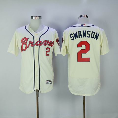 MLB Atlanta Braves 2 Swanson cream flexbase jersey