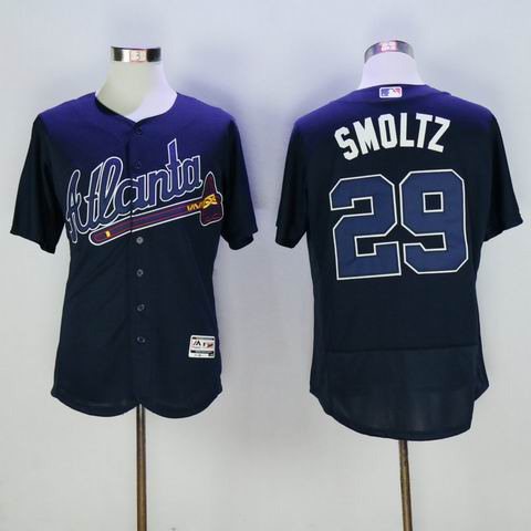 MLB Atlanta Braves 29 Smoltz blue flexbase jersey