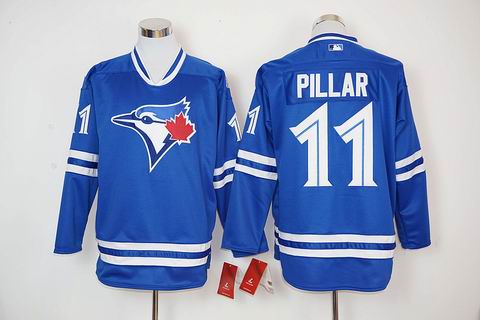 MLB Blue Jays #11 Kevin Pillar blue long sleeve jersey