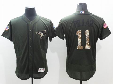 MLB Blue Jays #11 Kevin Pillar green Olive Salute To Service Jersey