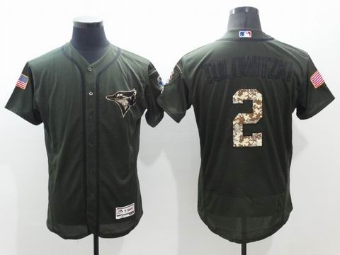 MLB Blue Jays #2 Troy Tulowitzki green Olive Salute To Service Jersey
