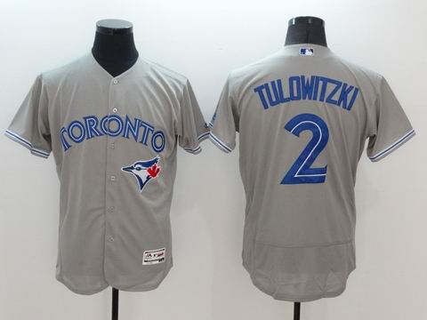 MLB Blue Jays #2 Troy Tulowitzki grey flexbase jersey