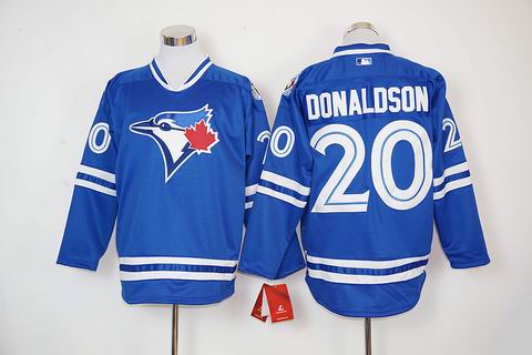 MLB Blue Jays #20 Josh Donaldson blue long sleeve jersey