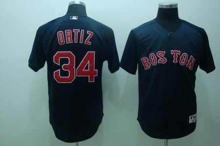 MLB Boston Red Sox #34 Ortiz dark Blue 2009 style
