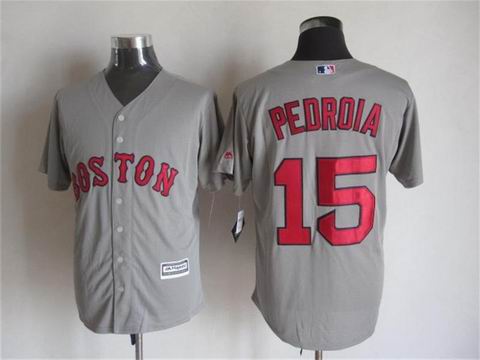 MLB Boston RedSox 15 Pedroia grey jersey