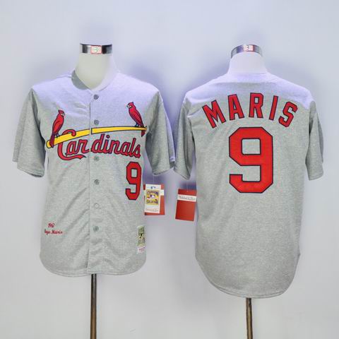 MLB Cardinals #9 Maris heather grey throwback jersey
