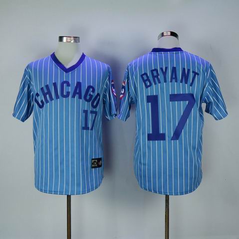 MLB Chicago Cubs #17 Bryant blue white strip jersey