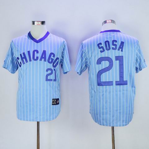MLB Chicago Cubs #21 Sosa blue white strip jersey
