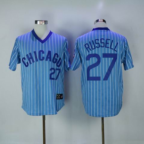 MLB Chicago Cubs #27 Russell blue white strip jersey