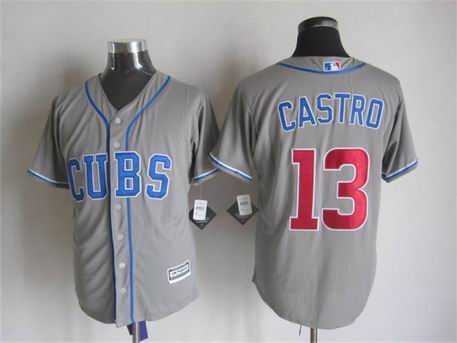 MLB Chicago Cubs 13 Castro grey jersey