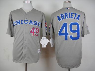 MLB Chicago Cubs 49 Arrieta grey jersey