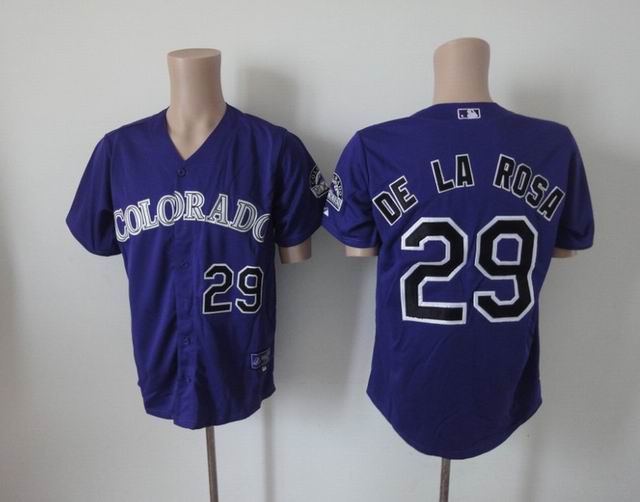 MLB Colorado Rockies 29 Jorge De La Rosa Purple Cool Base Jersey