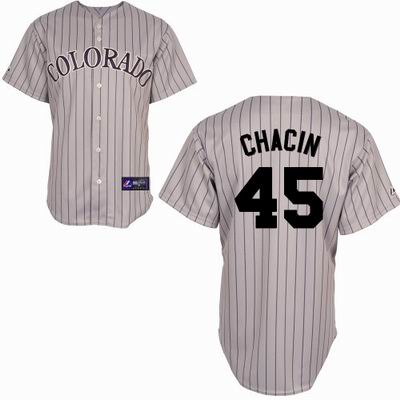 MLB Colorado Rockies 45 Jhoulys Chacin Gray Cool Base Jersey