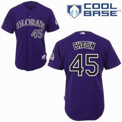MLB Colorado Rockies 45 Jhoulys Chacin Purple Cool Base Jersey