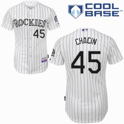 MLB Colorado Rockies 45 Jhoulys Chacin White Cool Base Jersey