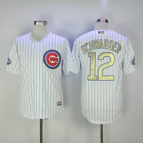 MLB Cubs #12 Schwarber white 2016 Champions jersey